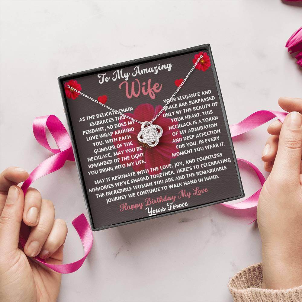 Custom Birthday Gift To Wife From Husband - Love Knot Necklace - Giftsmojo