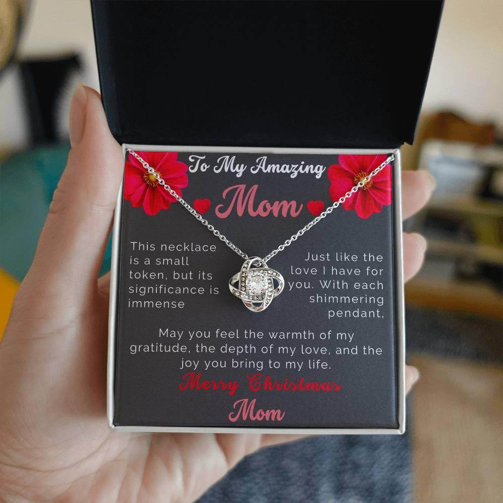 Custom Christmas Necklace Gift To Mom - Love Knot Necklace To My Amazing Mom - Giftsmojo