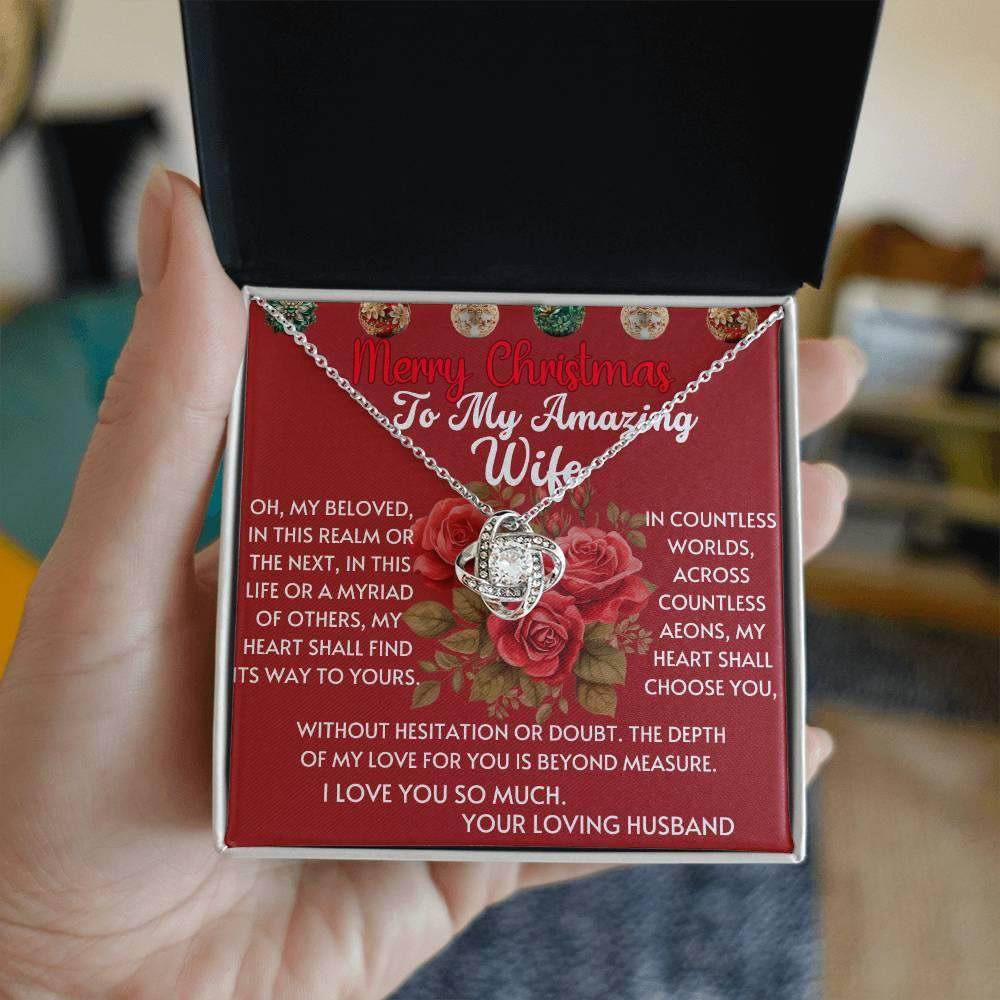 Personalized Christmas Gift to Wife From Husband - Love Knot Necklace - Giftsmojo