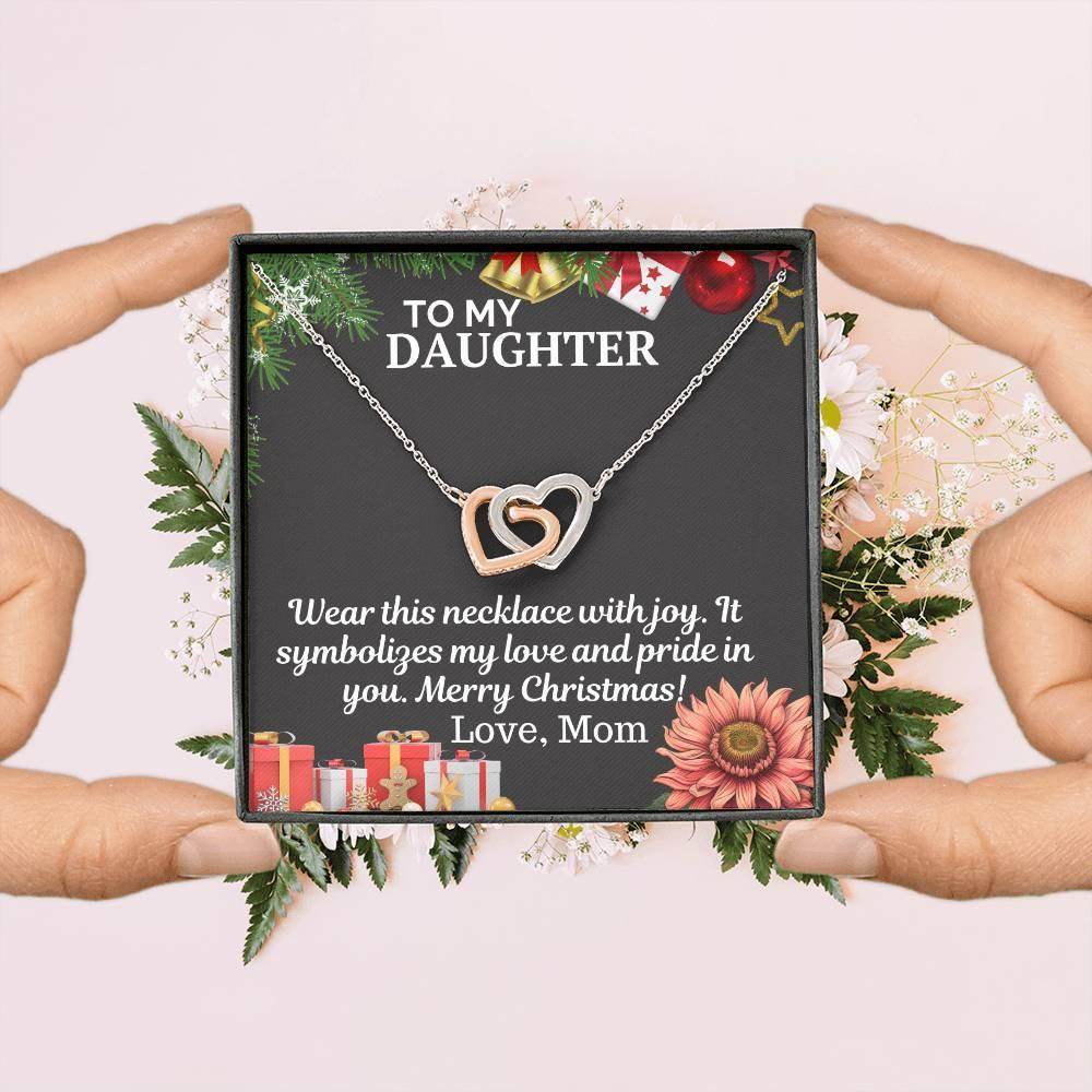 Gift To My Daughter from Mom - Interlocking Hearts Necklace - Giftsmojo