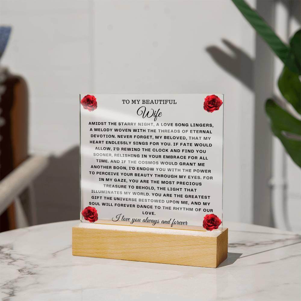 Square Acrylic Plaque Gift for Wife - To My Beautiful Wife - Giftsmojo