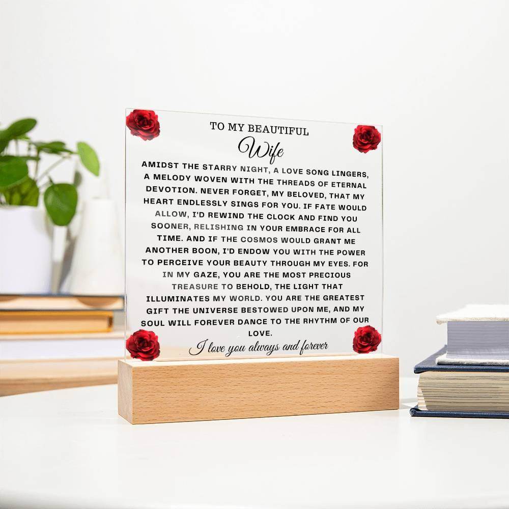 Square Acrylic Plaque Gift for Wife - To My Beautiful Wife - Giftsmojo