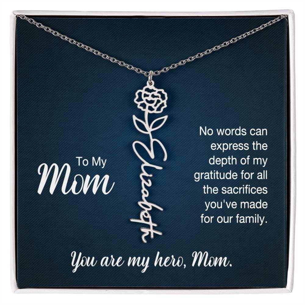 Custom Flower Name Necklace For Mom - Giftsmojo