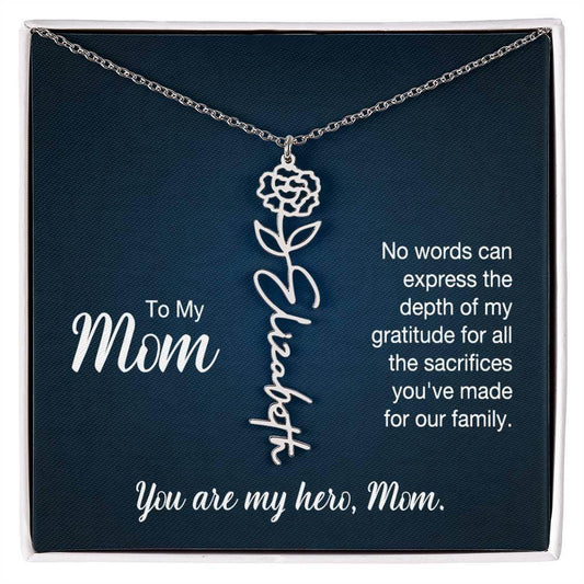 Custom Flower Name Necklace For Mom - Giftsmojo