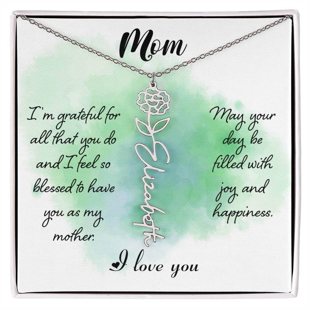 Custom Flower Name Necklace For Mom - Giftsmojo