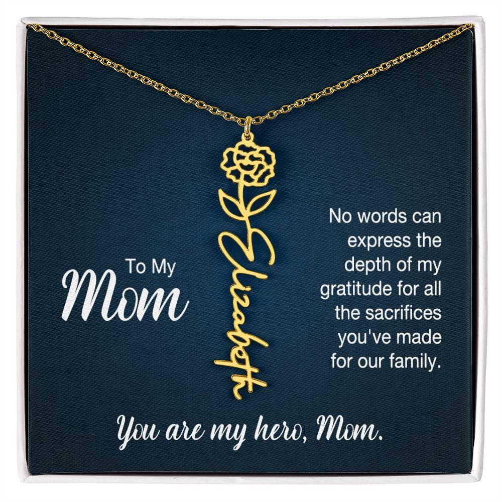 Custom Flower Name Necklace For Mom - Giftsmojo