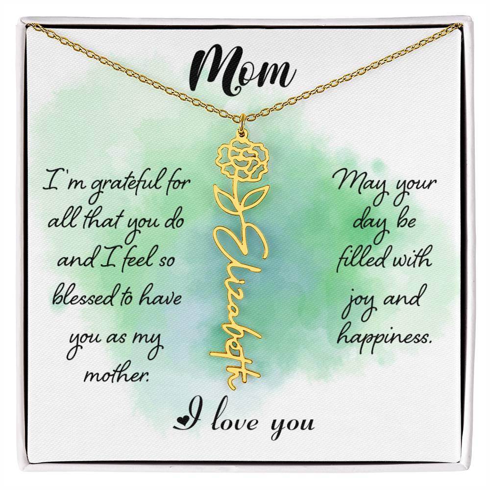Custom Flower Name Necklace For Mom - Giftsmojo