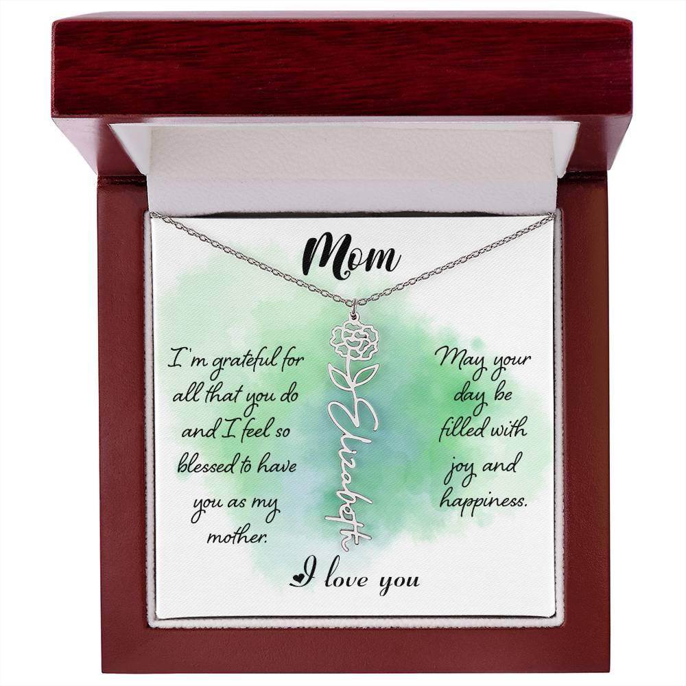 Custom Flower Name Necklace For Mom - Giftsmojo