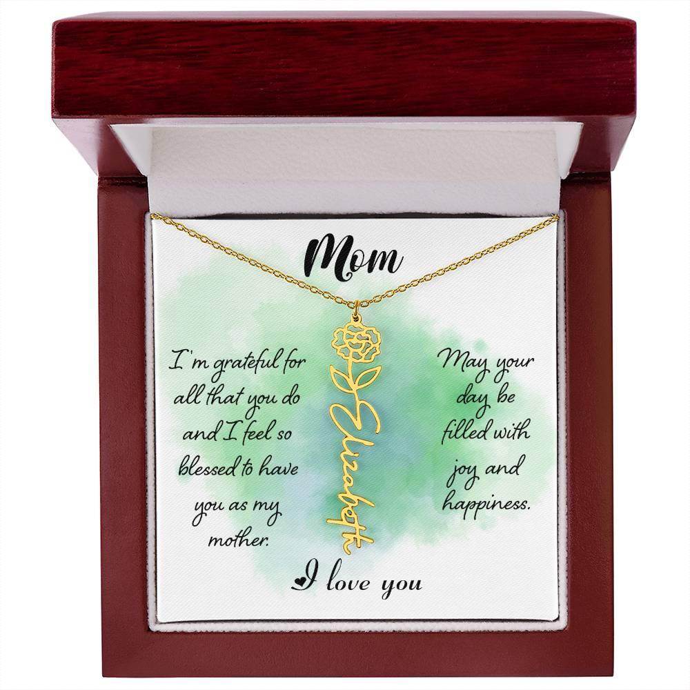 Custom Flower Name Necklace For Mom - Giftsmojo