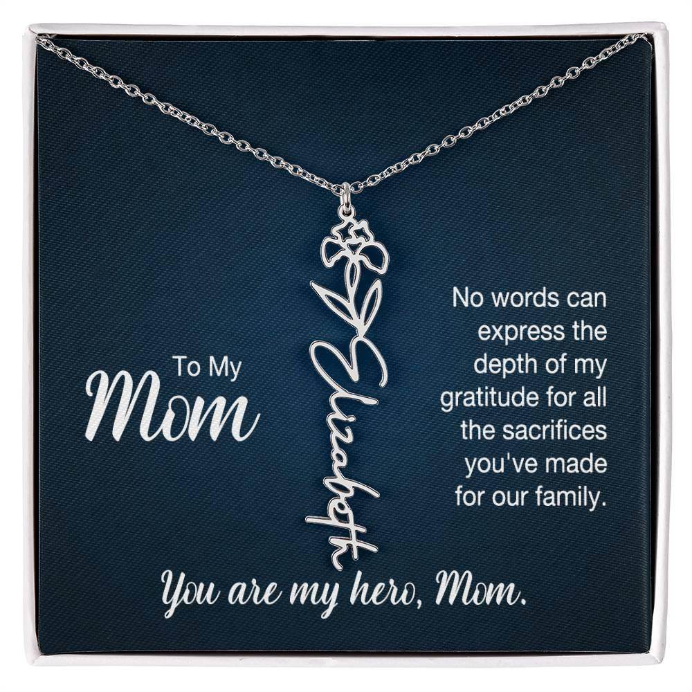 Custom Flower Name Necklace For Mom - Giftsmojo
