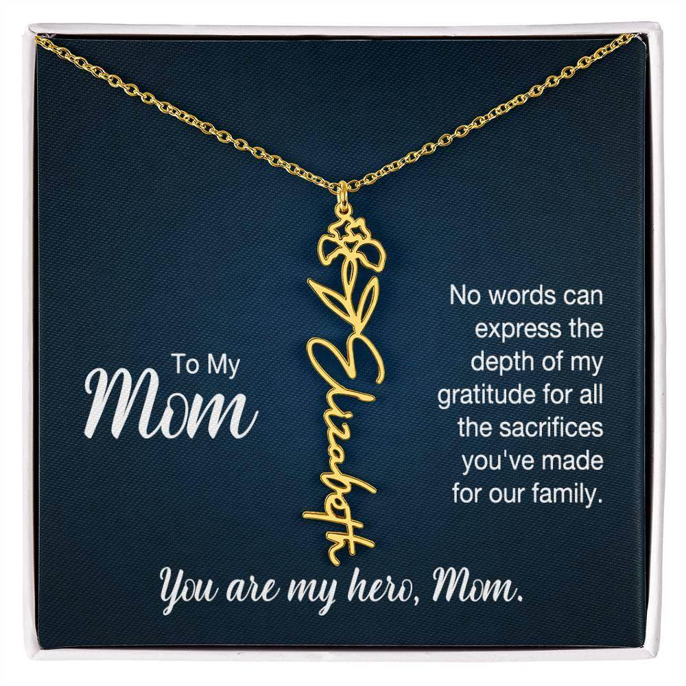 Custom Flower Name Necklace For Mom - Giftsmojo