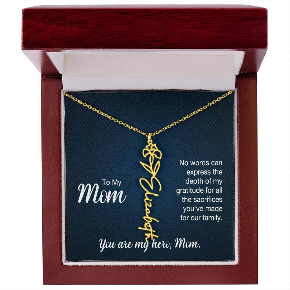 Custom Flower Name Necklace For Mom - Giftsmojo