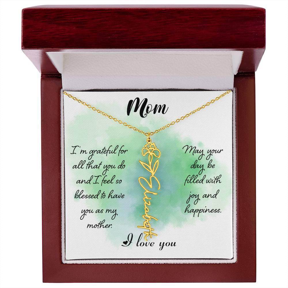Custom Flower Name Necklace For Mom - Giftsmojo