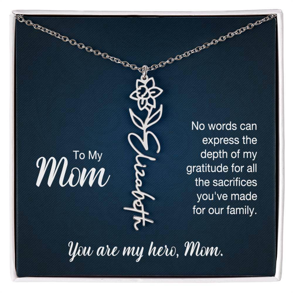Custom Flower Name Necklace For Mom - Giftsmojo