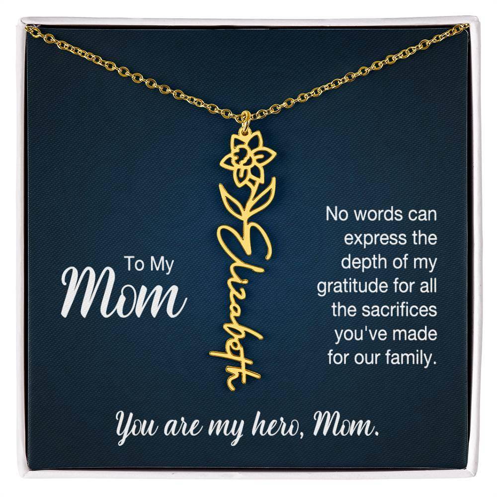 Custom Flower Name Necklace For Mom - Giftsmojo