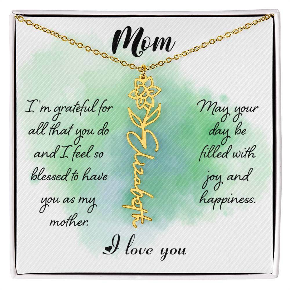 Custom Flower Name Necklace For Mom - Giftsmojo