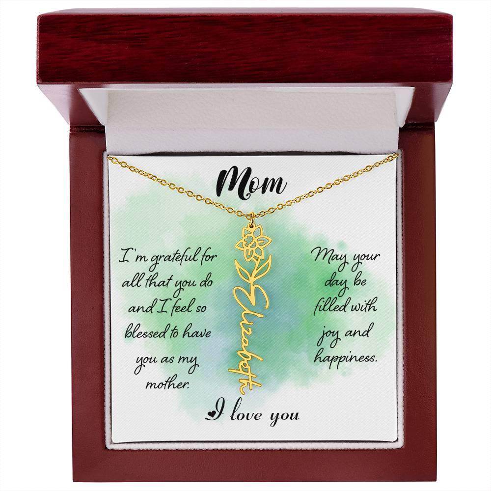 Custom Flower Name Necklace For Mom - Giftsmojo
