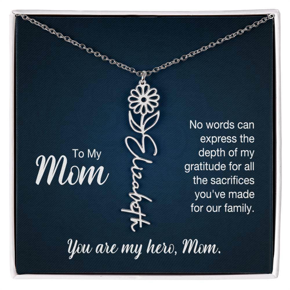 Custom Flower Name Necklace For Mom - Giftsmojo