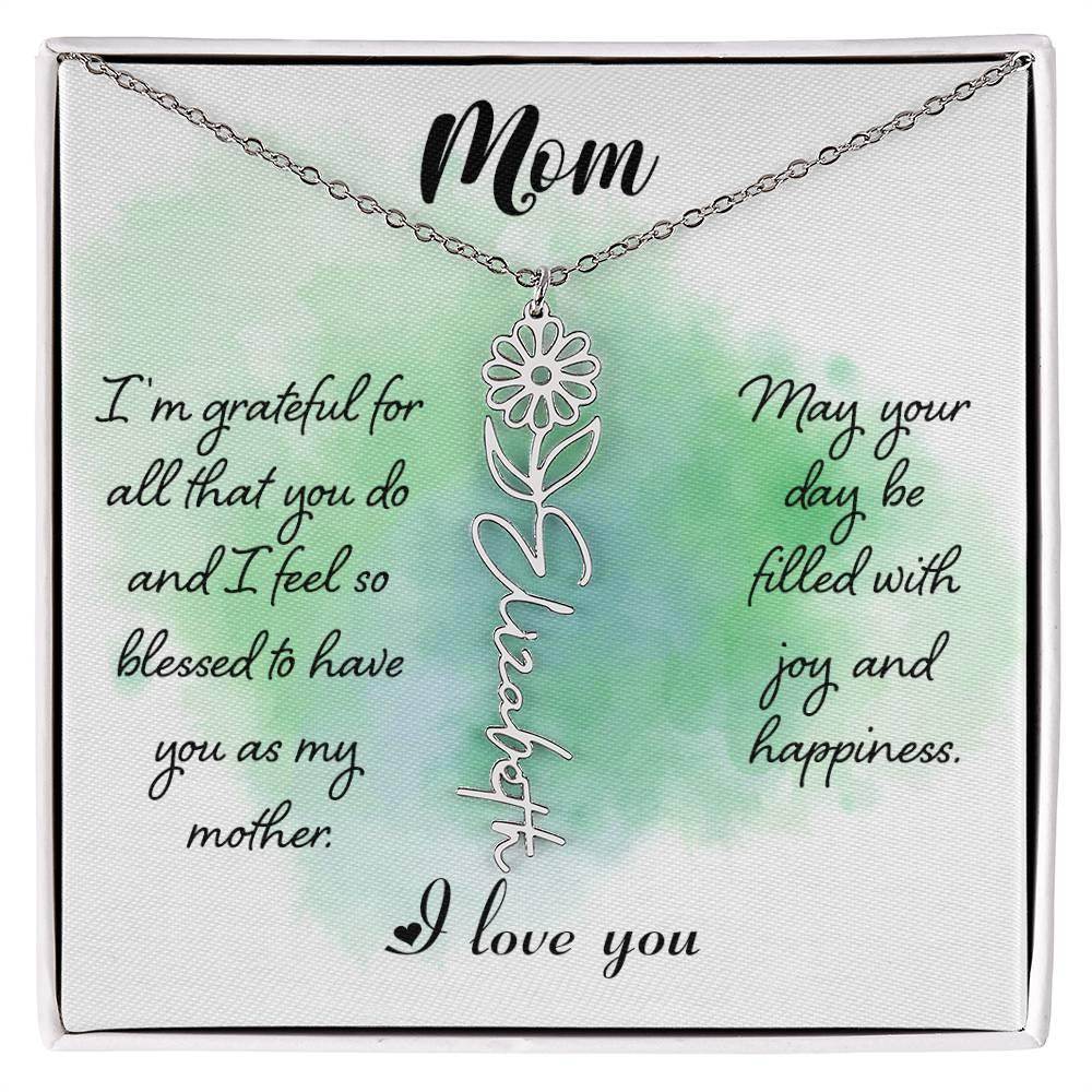 Custom Flower Name Necklace For Mom - Giftsmojo