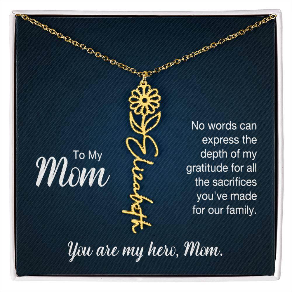 Custom Flower Name Necklace For Mom - Giftsmojo