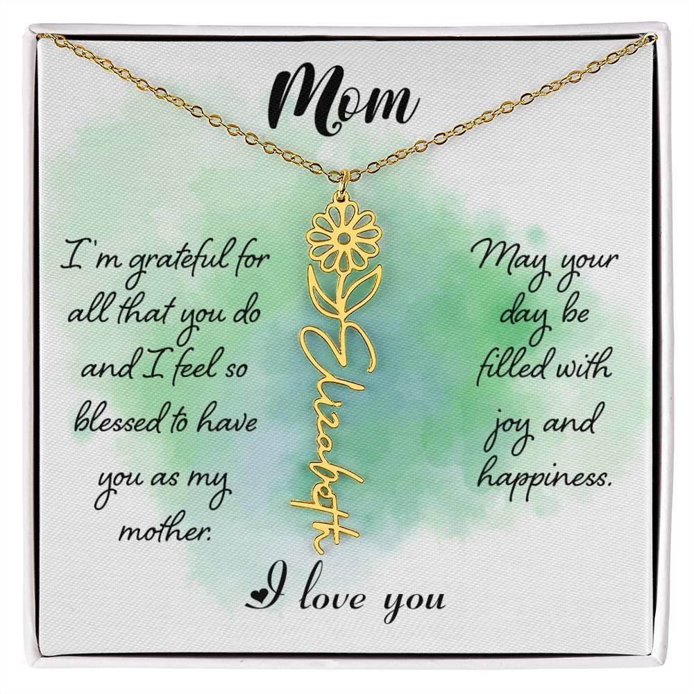 Custom Flower Name Necklace For Mom - Giftsmojo