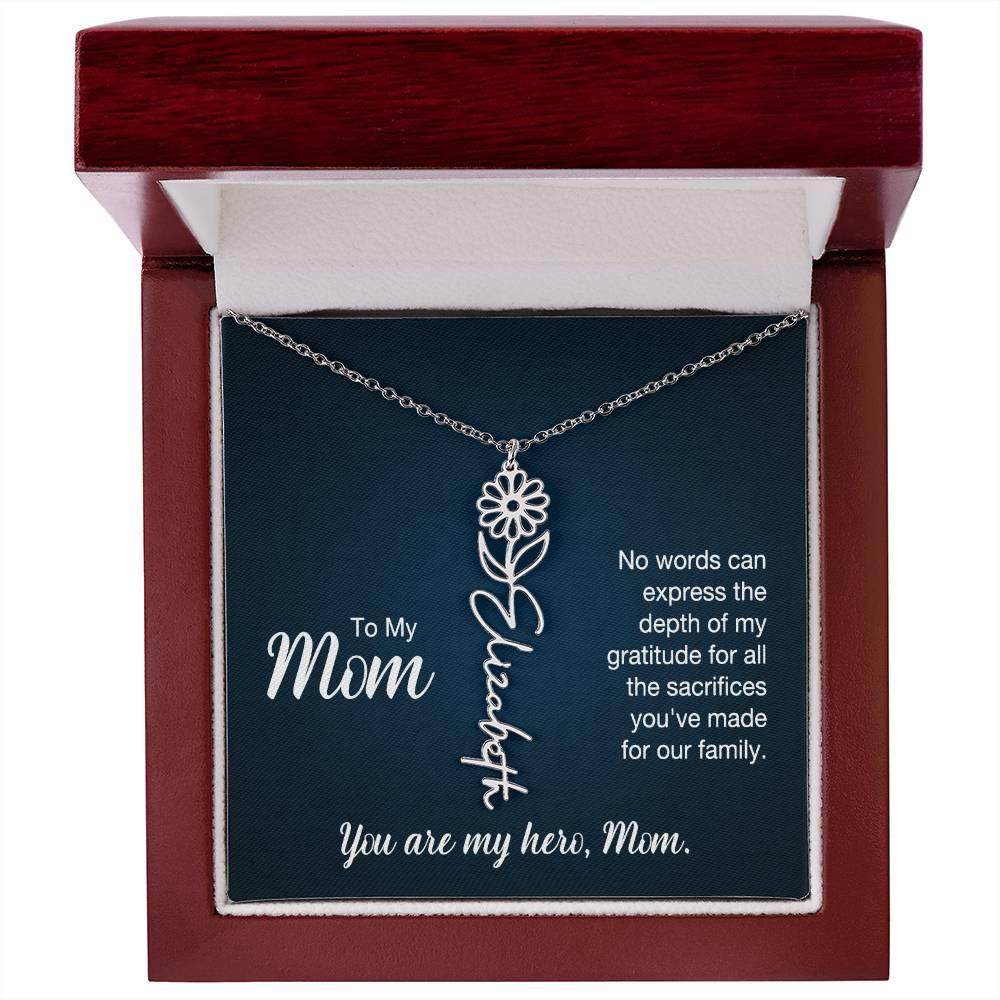Custom Flower Name Necklace For Mom - Giftsmojo