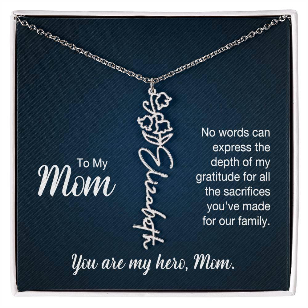 Custom Flower Name Necklace For Mom - Giftsmojo