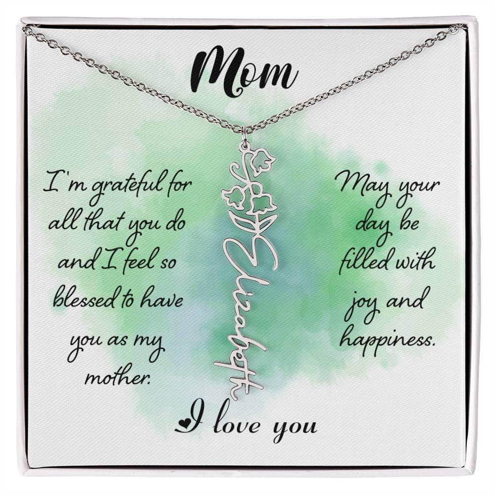 Custom Flower Name Necklace For Mom - Giftsmojo