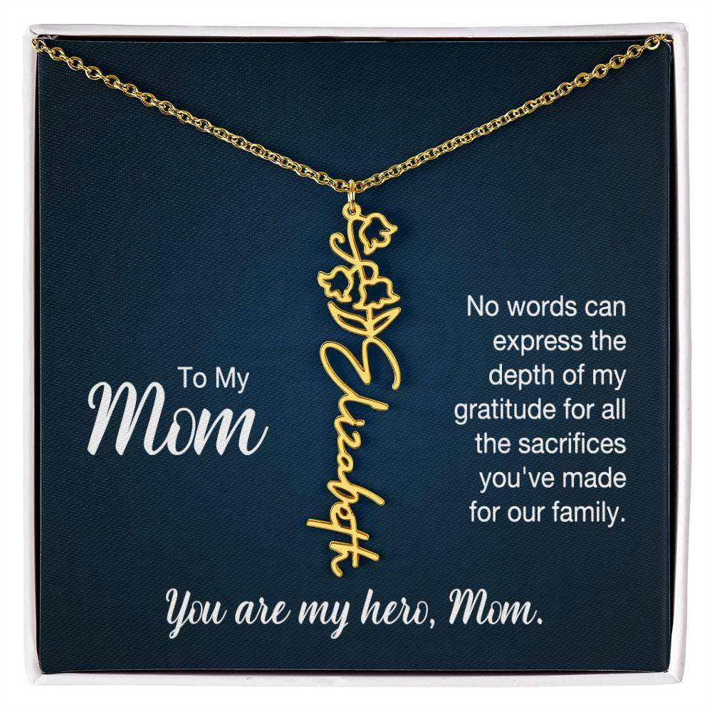 Custom Flower Name Necklace For Mom - Giftsmojo
