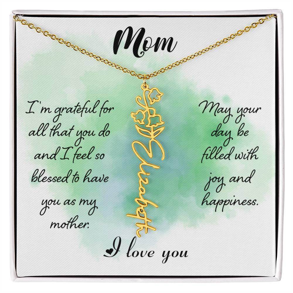 Custom Flower Name Necklace For Mom - Giftsmojo