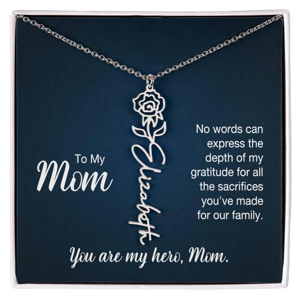 Custom Flower Name Necklace For Mom - Giftsmojo