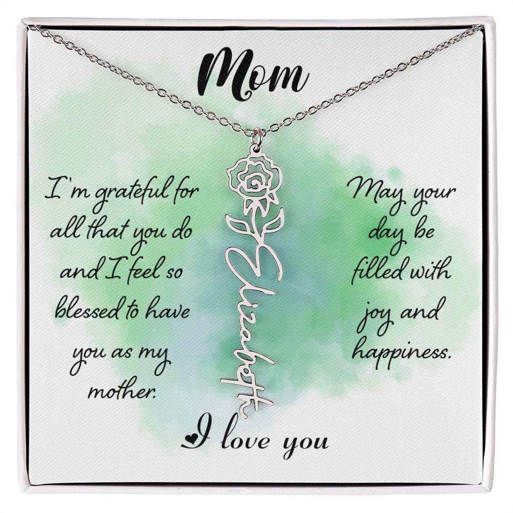 Custom Flower Name Necklace For Mom - Giftsmojo