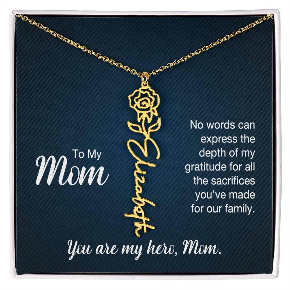 Custom Flower Name Necklace For Mom - Giftsmojo