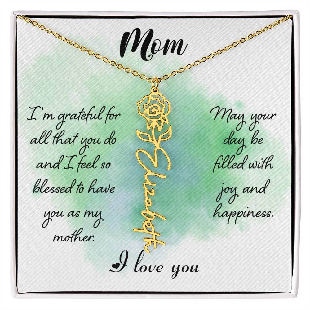 Custom Flower Name Necklace For Mom - Giftsmojo