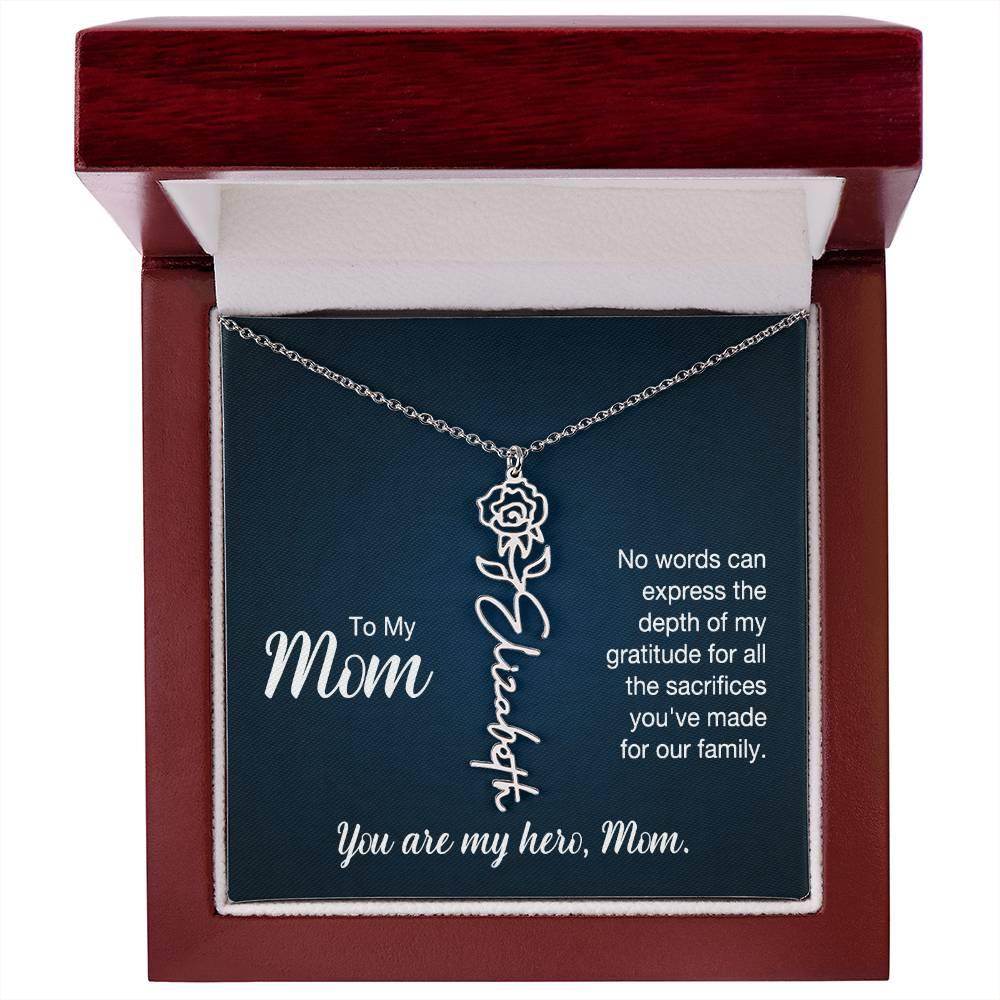 Custom Flower Name Necklace For Mom - Giftsmojo