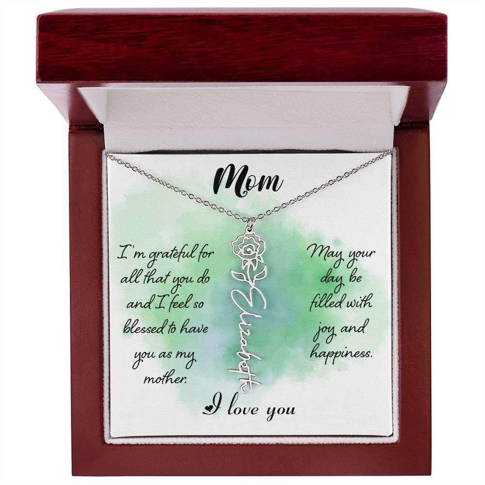 Custom Flower Name Necklace For Mom - Giftsmojo
