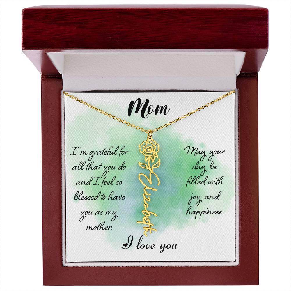 Custom Flower Name Necklace For Mom - Giftsmojo