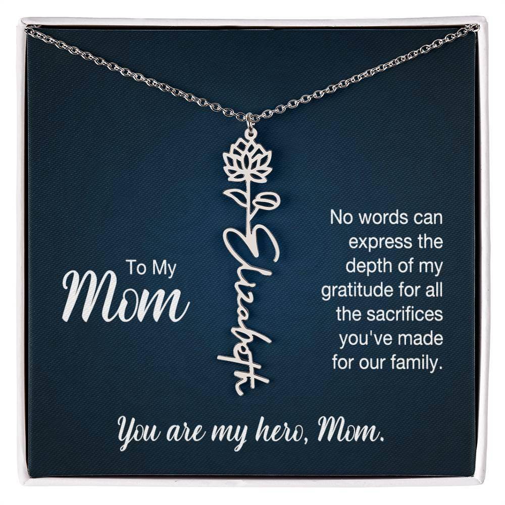 Custom Flower Name Necklace For Mom - Giftsmojo