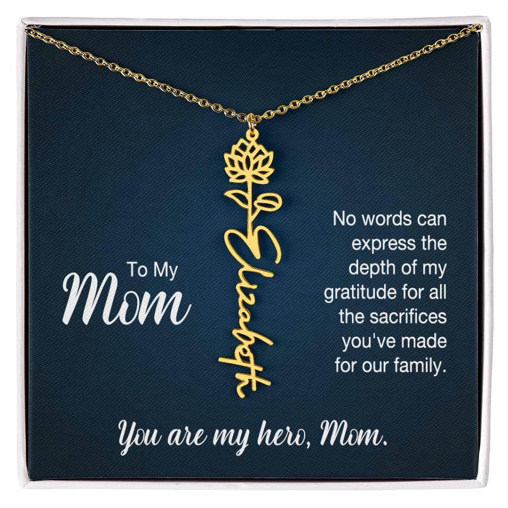Custom Flower Name Necklace For Mom - Giftsmojo