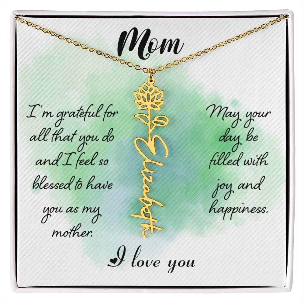Custom Flower Name Necklace For Mom - Giftsmojo