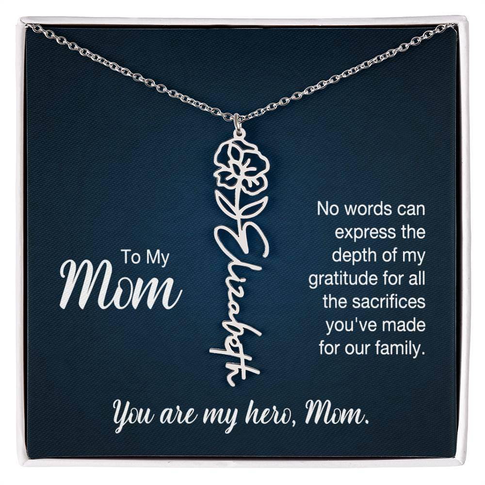 Custom Flower Name Necklace For Mom - Giftsmojo