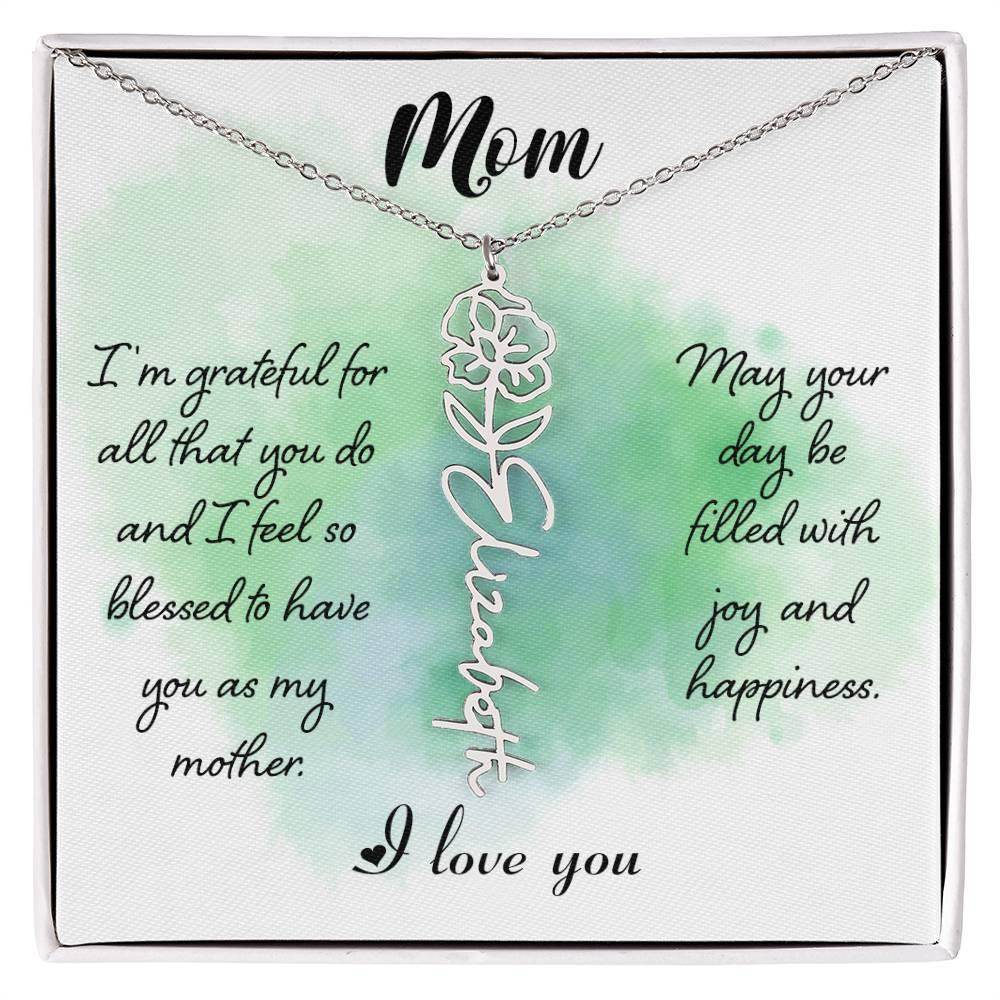 Custom Flower Name Necklace For Mom - Giftsmojo