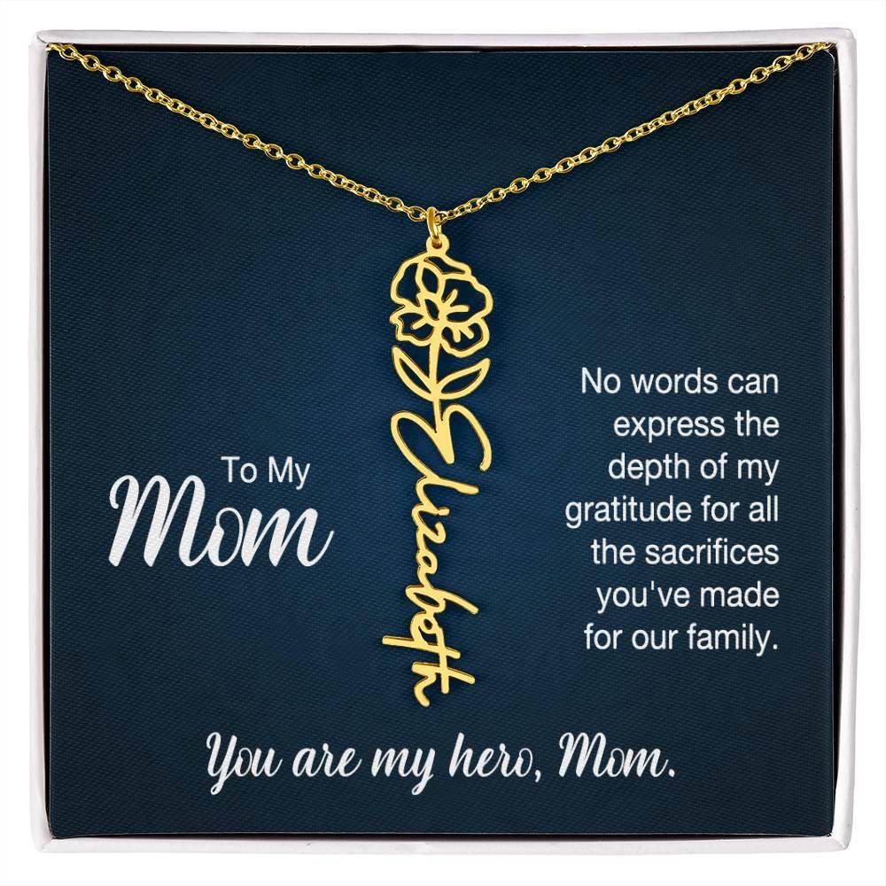 Custom Flower Name Necklace For Mom - Giftsmojo