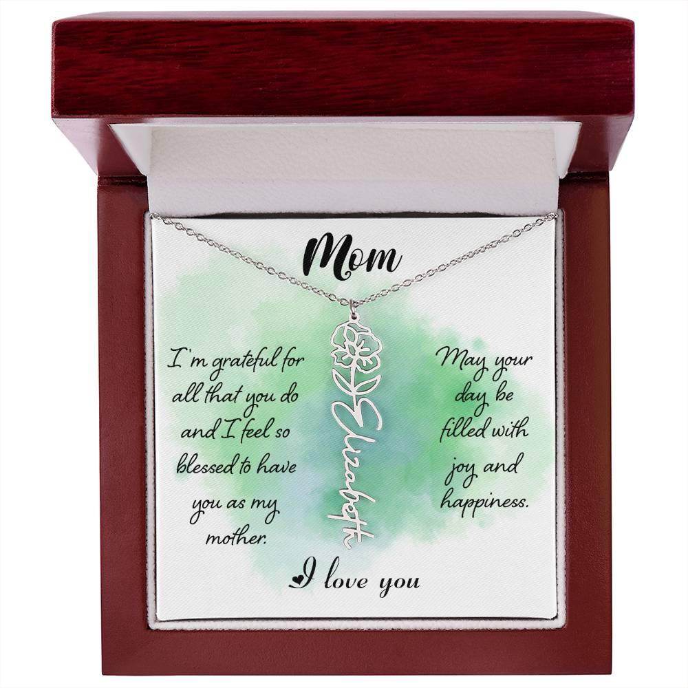 Custom Flower Name Necklace For Mom - Giftsmojo