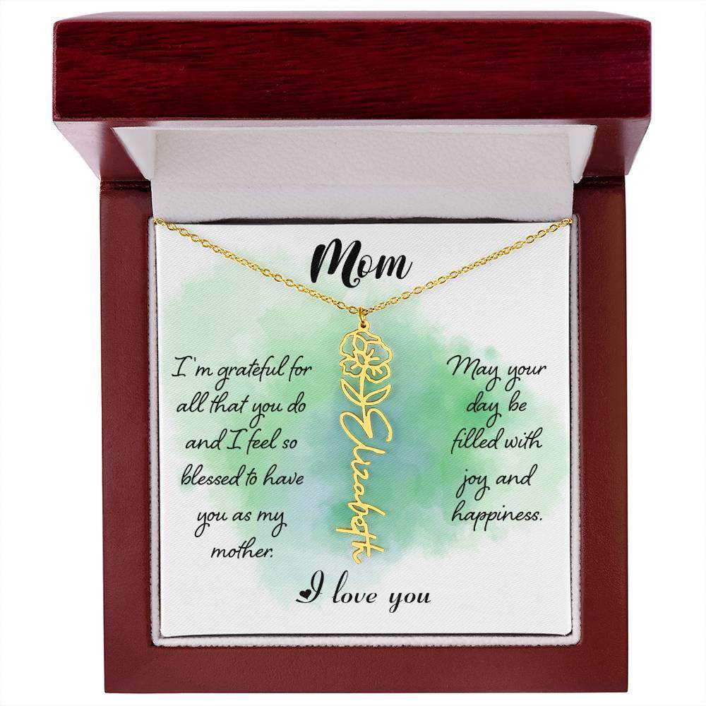 Custom Flower Name Necklace For Mom - Giftsmojo