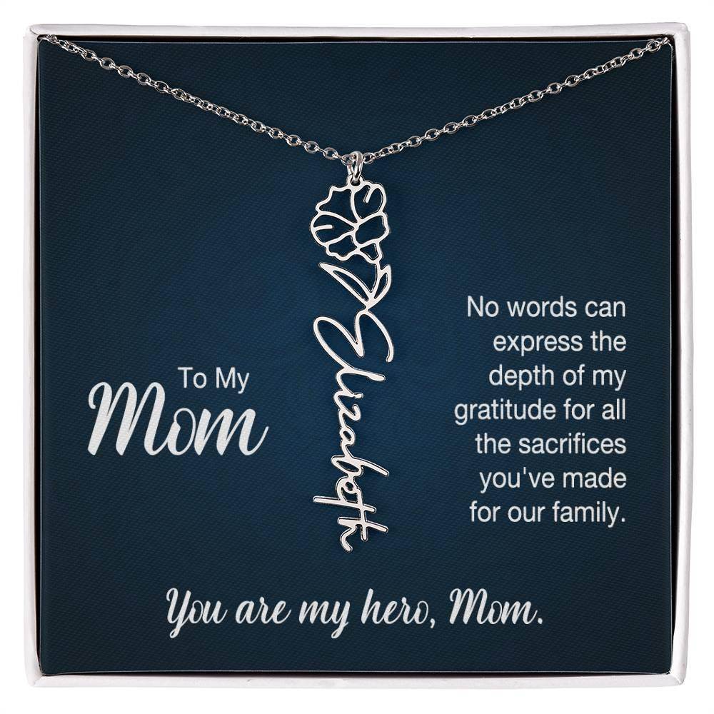 Custom Flower Name Necklace For Mom - Giftsmojo