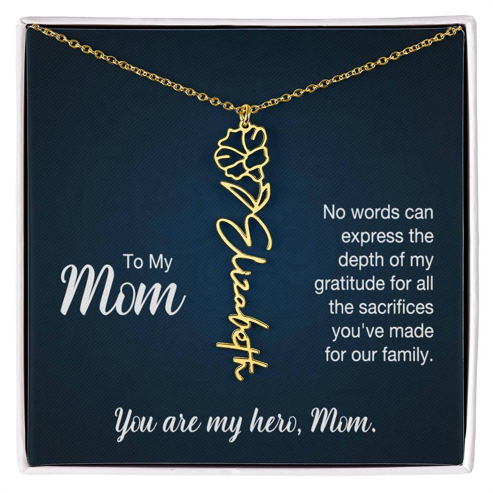Custom Flower Name Necklace For Mom - Giftsmojo