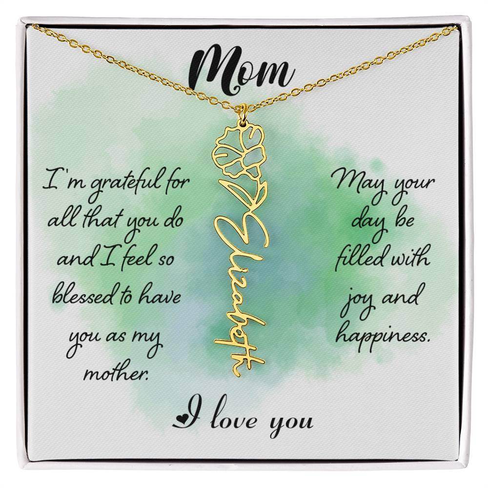 Custom Flower Name Necklace For Mom - Giftsmojo