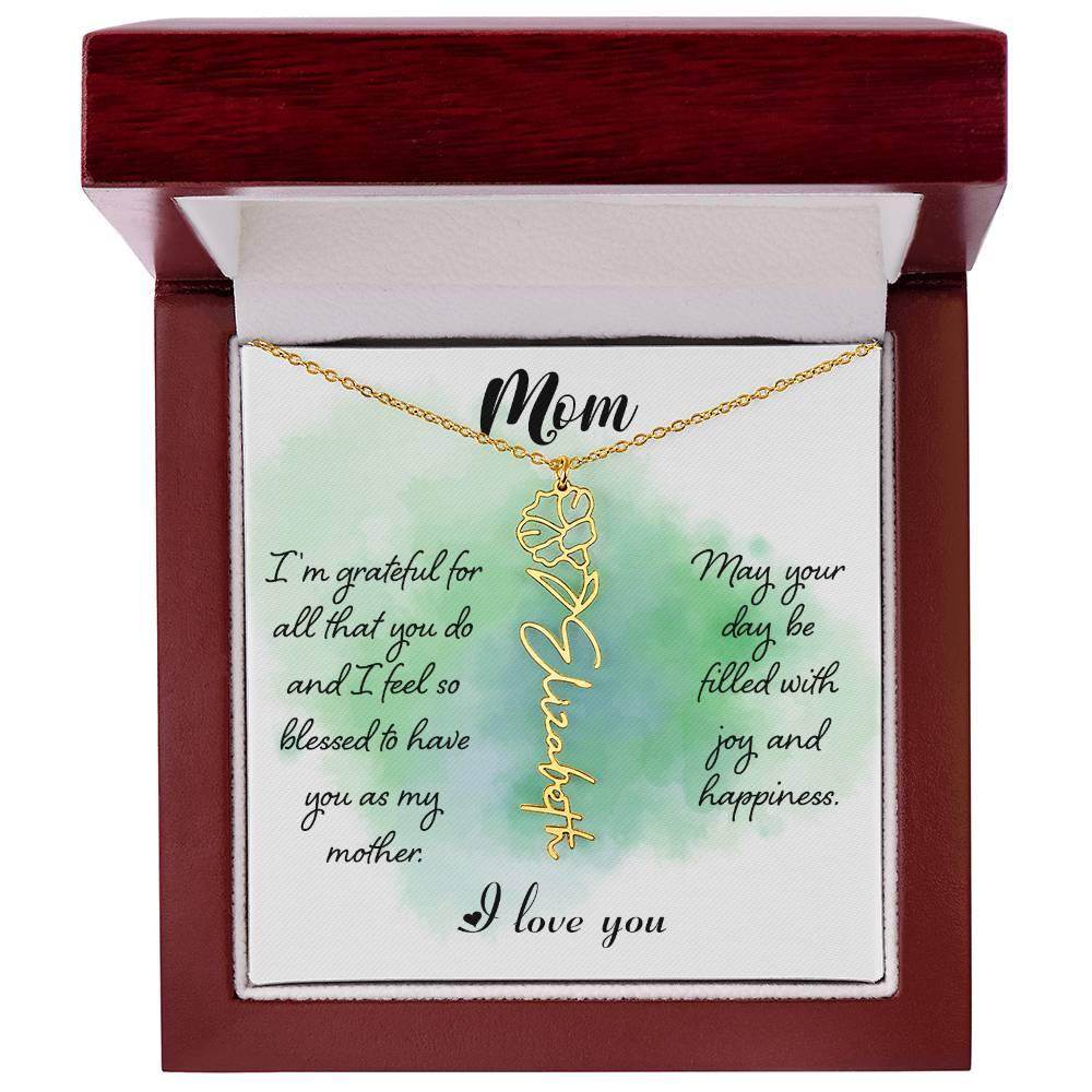 Custom Flower Name Necklace For Mom - Giftsmojo