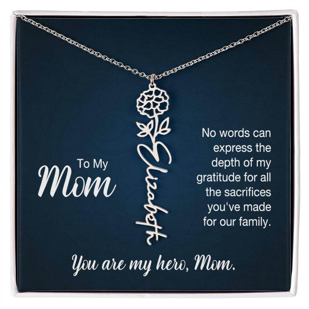 Custom Flower Name Necklace For Mom - Giftsmojo